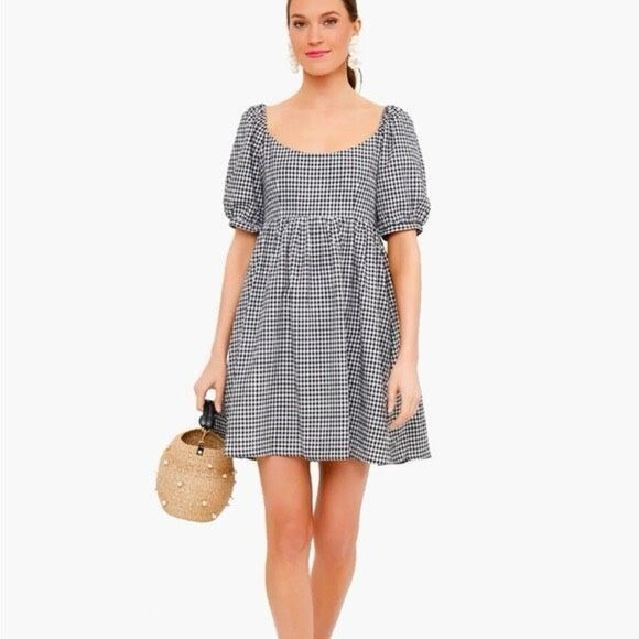 Tuckernuck Pomander Place Black & White Gingham Mini Dress Size Small - Picture 1 of 8